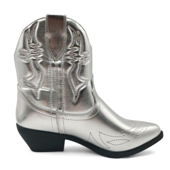 Soda Rigging S  Size 7 Silver Metallic Embroidered Western Stitch Ankle Boots - Picture 3 of 15